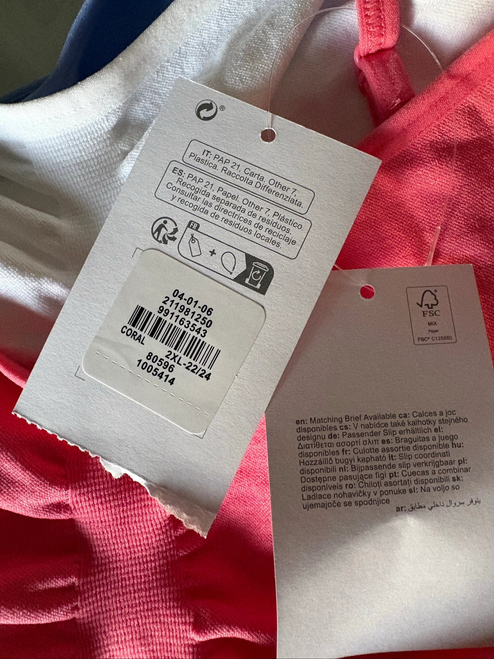 pack 3 bralettes sin costuras primark 2xl 50-52 top confort seamless bra set coral blanco azul – photo 4